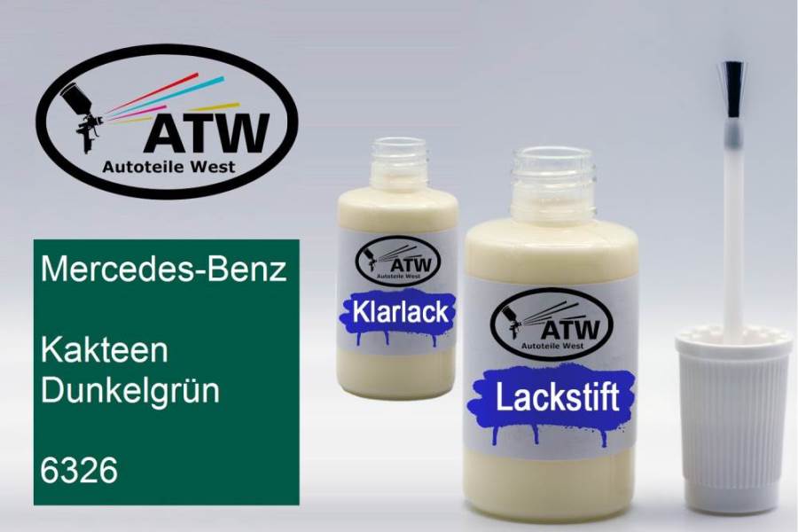 Mercedes-Benz, Kakteen Dunkelgrün, 6326: 20ml Lackstift + 20ml Klarlack - Set, von ATW Autoteile West.